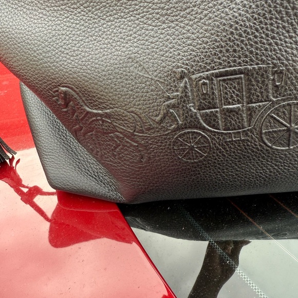 Coach Black Leather Tote and Pouch Set - Picture 8 of 9